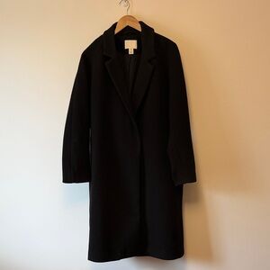 H&M Black Double-Breasted Wool Blend Pea Coat